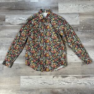 Serge Blanco Liberty Fabric Floral Shirt Navy Cotton Tailored Fit S